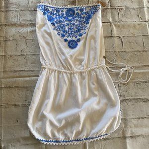 Sand & Spirit White and Blue Swim Coverup